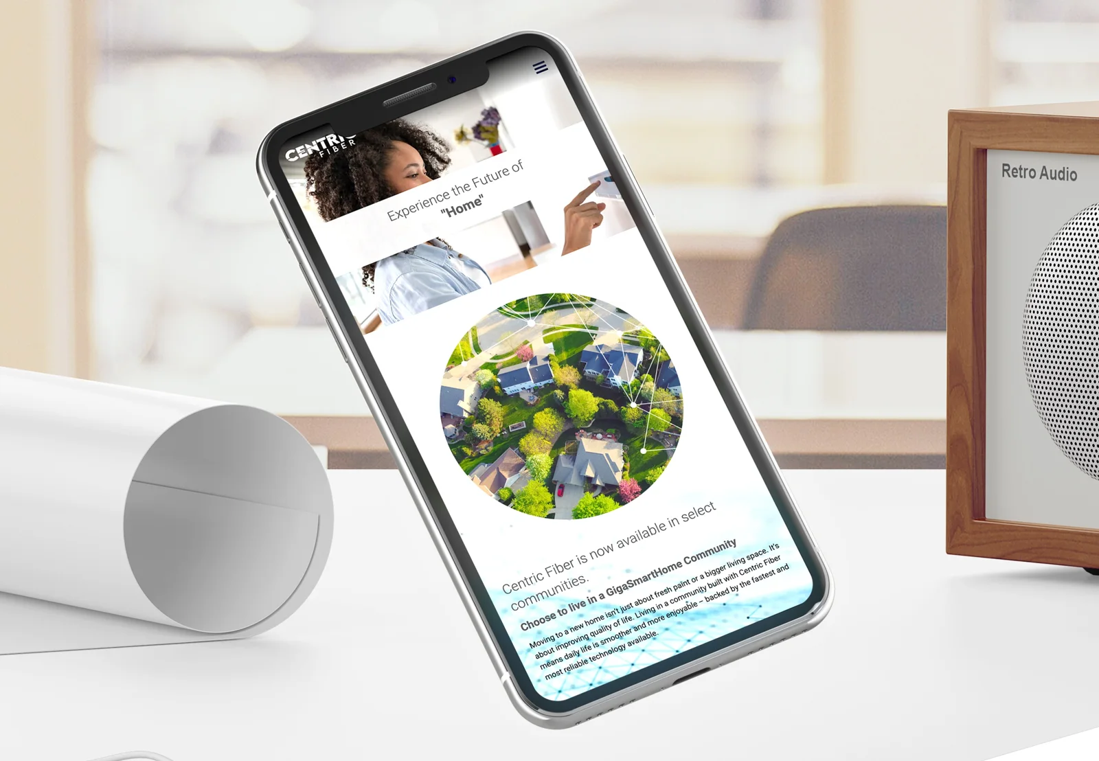 Centric Fiber responsive website and mobile project mockup